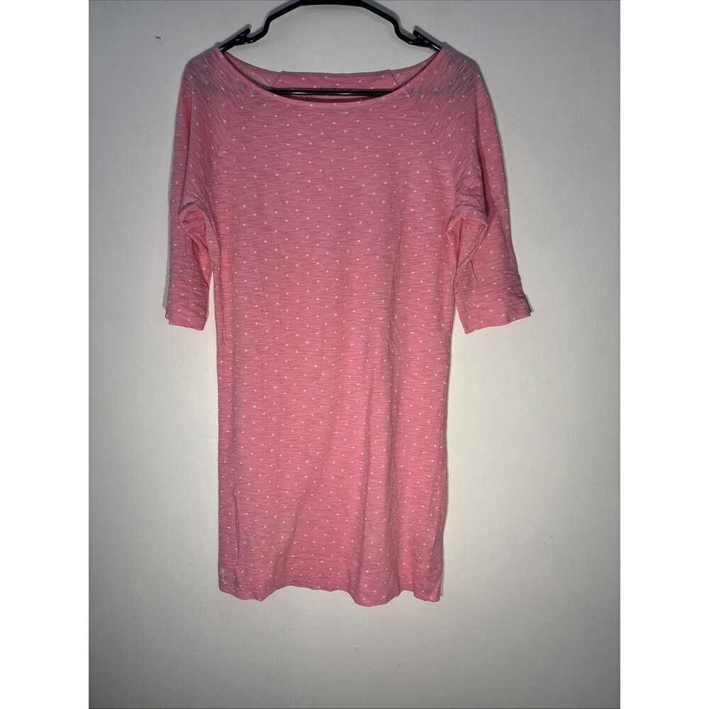 Lilly Pulitzer Boat Neck Cassie Dress Sz XS Pretty Pink Polka Dot Cotton 3/4